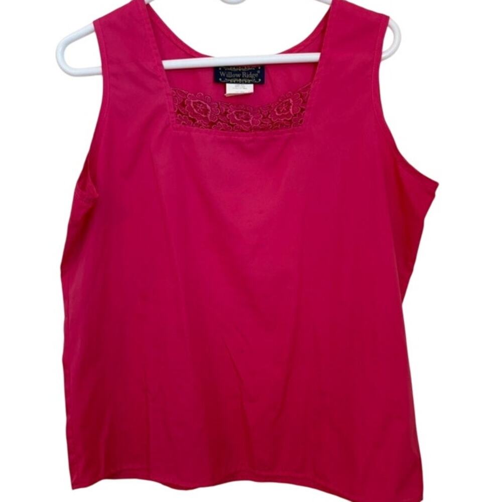 Willow Ridge Women's Pink Raspberry Lace Neck Tank Top Size Large
